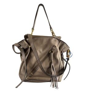 CHLOE Taupe Leather Meyer Carry All Shoulder Bag $1850 Retail